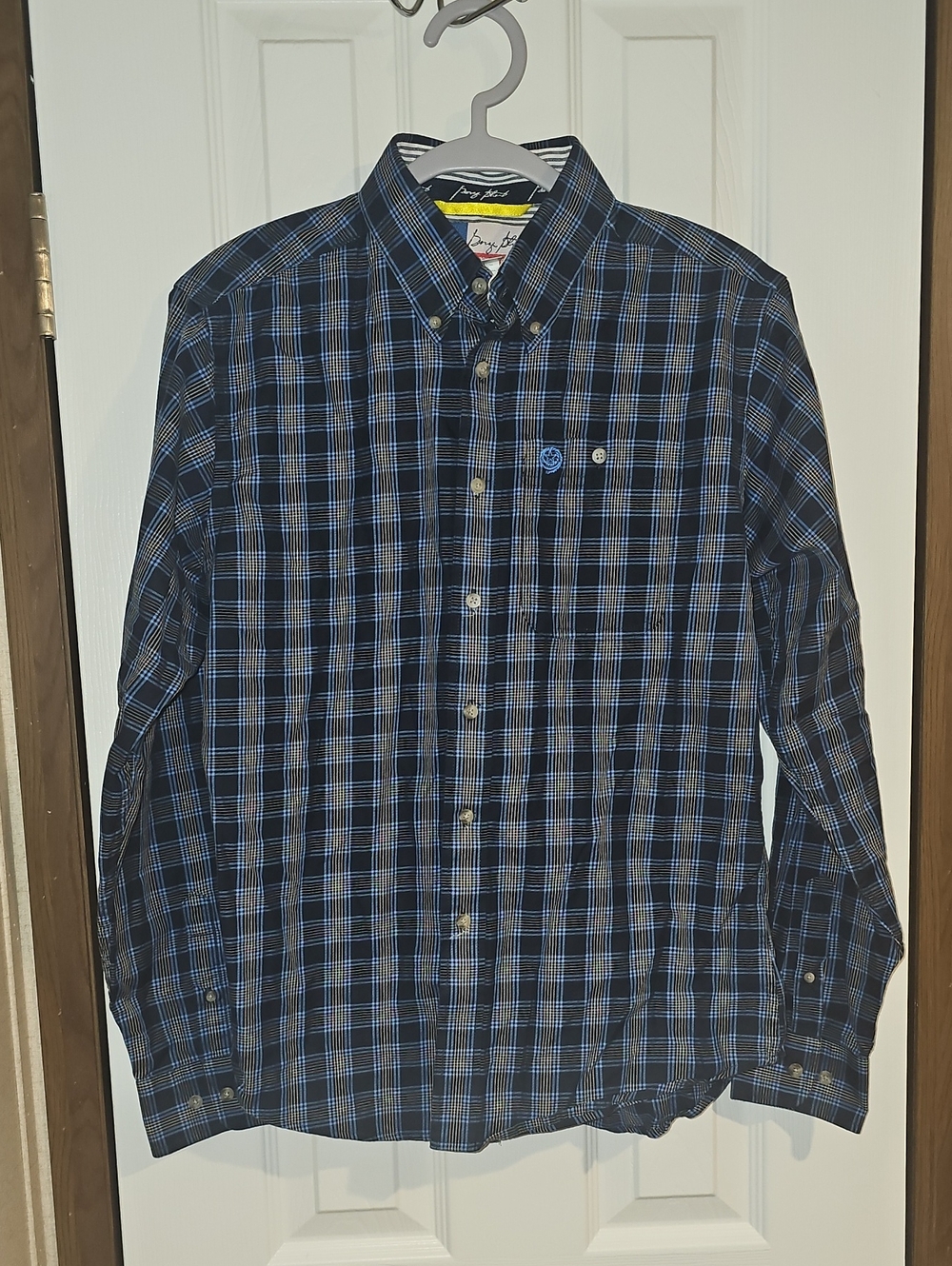 George Strait Wrangler Cowboy Cut Boys XL Long Slv Plaid Button Front Shirt Used